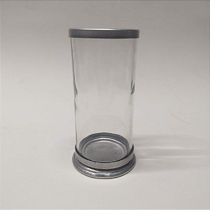 Porta velas de 7 Dias de vidro com base de alumínio.