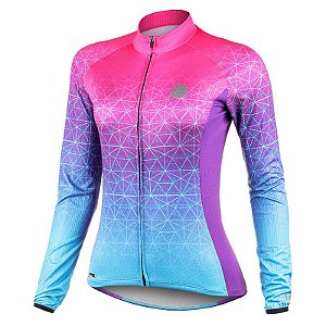 Camisa Ciclismo Mauro Ribeiro Weft Turquesa Feminina Azul/Rosa