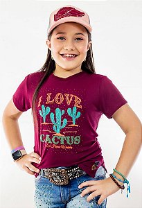 T-Shirt Zoe Horse Infantil Bordo I Love Cactus ZHW3040