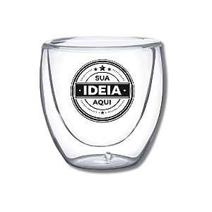 COPO DE VIDRO PAREDE DUPLA 160ML PERSONALIZADO ADESIVO DTF