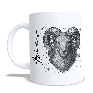 CANECA CERÂMICA BRANCA PERSONALIZADA 325ML SIGNO DE ÁRIES