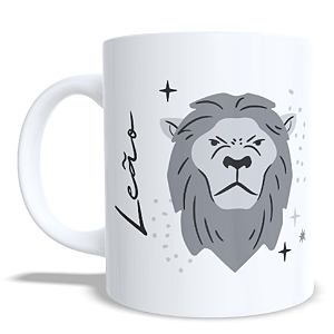 CANECA CERÂMICA BRANCA PERSONALIZADA 325ML SIGNO DE LEÃO