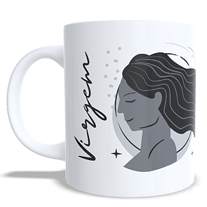 CANECA CERÂMICA BRANCA PERSONALIZADA 325ML SIGNO DE VIRGEM