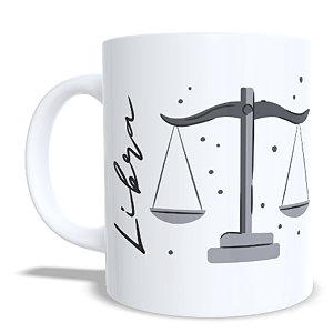 CANECA CERÂMICA BRANCA PERSONALIZADA 325ML SIGNO DE LIBRA