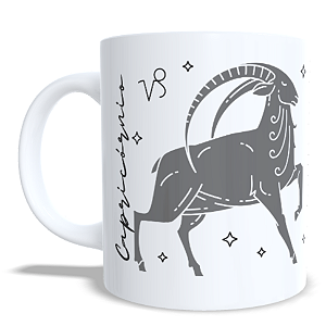 CANECA CERÂMICA BRANCA PERSONALIZADA 325ML SIGNO DE CAPRICÓRNIO