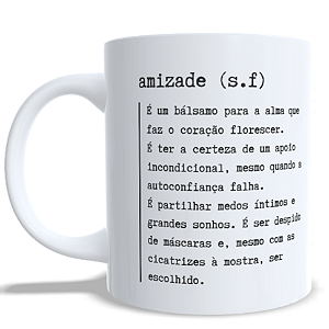 CANECA DE CERÂMICA PORCELANA BRANCA PERSONALIZADA 325ML IMPRESSÃO COLORIDA - AMIZADE