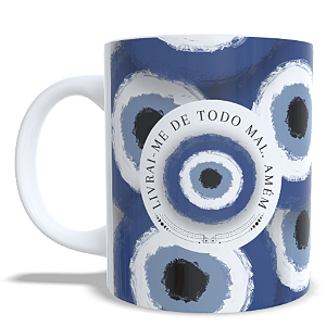 CANECA CERÂMICA BRANCA PERSONALIZADA 325ML - OLHO GREGO