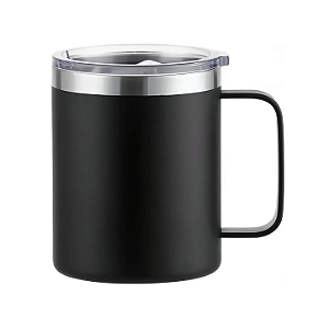 CANECA TÉRMICA 350ML EM AÇO INOX COM ALÇA E TAMPA
