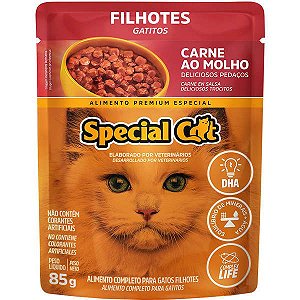 Ração Úmida Special Cat Sachê Carne para Gatos Filhotes