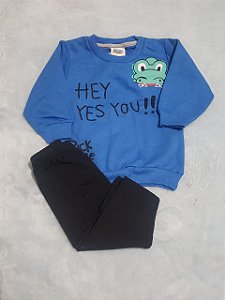 Conj.inverno -blusa e calça de moletom - blusa azul royal/ veremelho DUZIZO