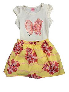 Conjuntinho Short-Saia Flores