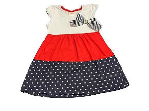 Vestido de bolinhas com laço