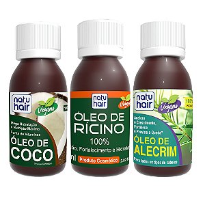 Kit Terapia Capilar Natuhair Óleo de Coco + Rícino + Alecrim 60ml