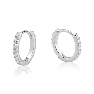 Argola Cravejada Prata 925