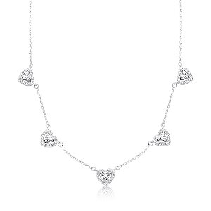 Colar 5 corações prata 925