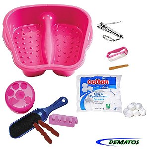 Kit 10 em 1 Bacia (manicure)+ Pote Faz Unha Rosca Cortador de Unha (manicure) + Algodão Cotton line 40g