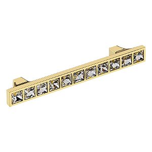 Puxador Alça IL4410 Zamac com Vidro Dourado 160mm