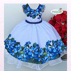 Vestido Princesa Cinderela Azul C/ Peito Strass 4 ao 12 - Petecolá kids