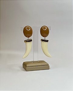 Brinco Esfera e Dente de Sabre Maciço