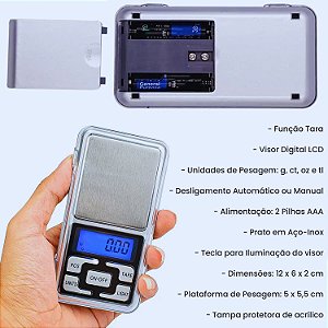 Mini Balança Digital Eletrônica Portátil Alta Precisão 500g - BMAX