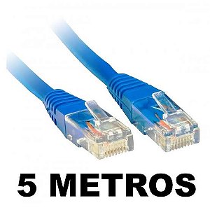 Cabo de Rede Ethernet LAN RJ45 Azul 5 Metros