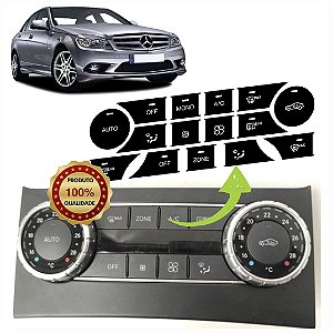 Kit Adesivos - Botões do AR Condicionado Mercedes Série C (C180, C200, etc) mod. W204 (2007 a 2014)