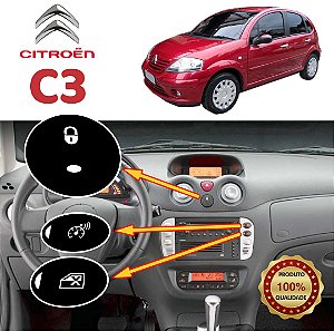 Kit Adesivos - Restauração dos Botões do Citroen C3 descascados