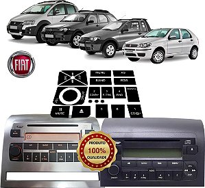 Kit Adesivos - Linha Fiat Idea, Strada, Weekend e outros | Recuperação dos Botões do Rádio
