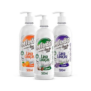 Lava Louças Líquido Milão com Puro Óleo de Coco Misto 500ml - 3 unidades