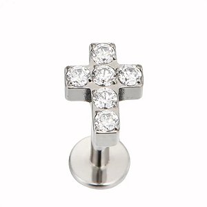 Labret mini cruz zircônia