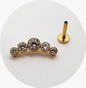 Labret Cluster zircônia PVD Gold -titânio