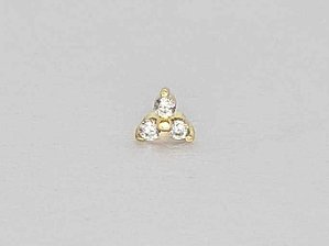 Mini Trinity com zircônia ouro amarelo 18k