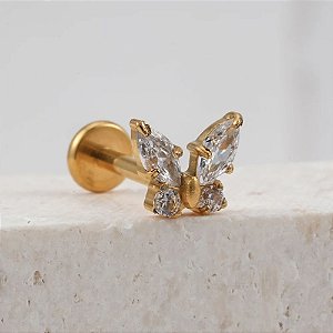Piercing borboleta  zircônia-Titânio Material PVD GOLD