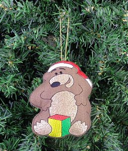 Enfeite de natal urso com presente