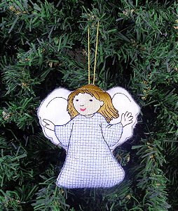 Enfeite de Natal anjo azul em feltro, bordado Dipano - Dipano Bordados,  confecção enfeites de Natal, almofadas, persoalizados