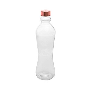 Garrafa Vidro Slim Transparente com Tampa Rosê Gold 1Litro - Lyor