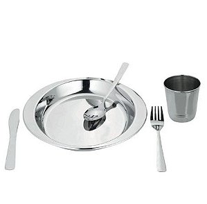 Jogo Refeição Infantil Aço Inox Premium 5 Peças - Yazi