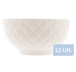 Jogo Tigela Bowl Porcelana Diamond Branco 300ml 12pç - Lyor