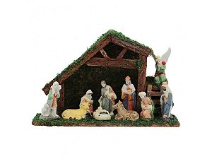 Presépio Porcelana 10 Figuras 9cm e Casa 31cm - Magizi