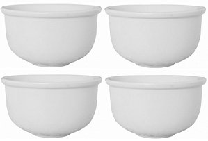 Jogo Tigela Cumbuca Bowl Porcelana Branca 470ml 4 Unidades