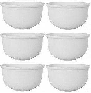 Jogo Tigela Cumbuca Bowl Porcelana Branca 470ml 6 Unidades