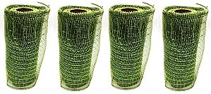Kit Tela Decoração Natal Fita 15cmx5m Verde 4 Peças - Magizi