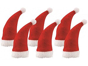 Kit Gorrinho Papai Noel 10cm Decoração Garrafa 6 Unidades - Magizi