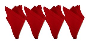 Kit 4 Guardanapos Tecido Ponto Ajour 40x40cm Vermelho 4 Peças - Jolitex
