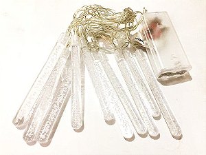 Cordão Mini Tubos LED Branco 10 Lâmpadas 2,30 metros - Magizi