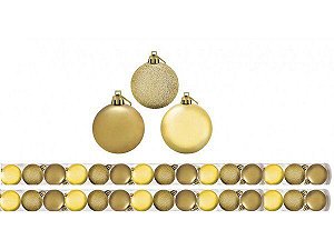 Super Kit 30 Bolas De Natal Glitter, Lisa e Fosca Dourada 4cm - Master Christmas