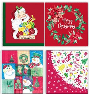 Kit Guardanapo De Natal Decorado Folhas Duplas 25cm 80 Unidades - Magizi
