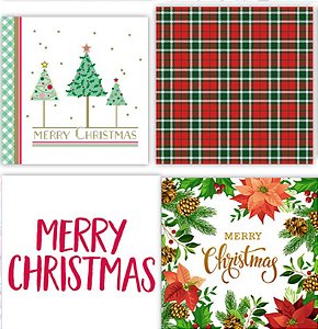 Guardanapos Decorados Natal Folhas Duplas Grandes 33cm 80 unidades - Magizi