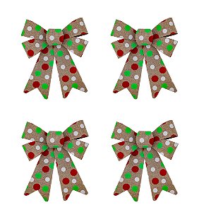 Kit Laço Grande Decorado Natal Bolas Coloridas 20cm 4 Peças - Magizi