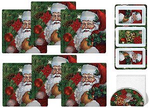 Kit Mesa Posta Natal 8 Peças Melamina Prato Sobremesa, Petisqueira e Porta Guardanapo - Magizi